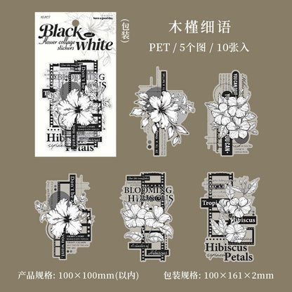 C2#20523 Black and White Flower Series Sticker