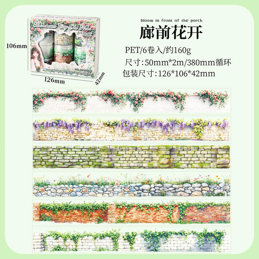#03192 Flower And Wall Series Tape set 6 Rolls