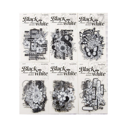 C2#20523 Black and White Flower Series Sticker