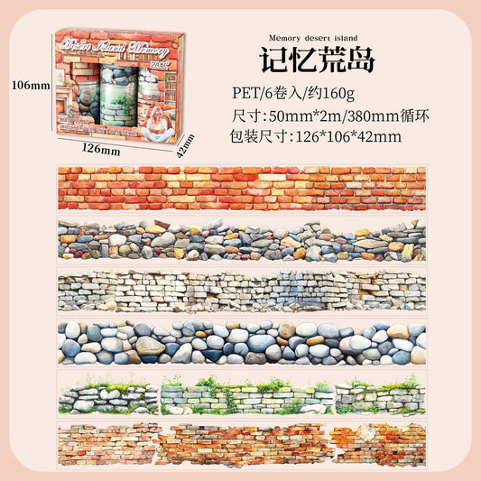 #03192 Flower And Wall Series Tape set 6 Rolls