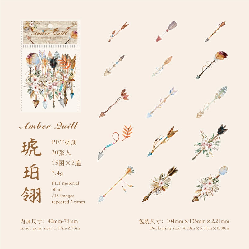B1#20580 Vintage Feather Trace Collection Series Sticker