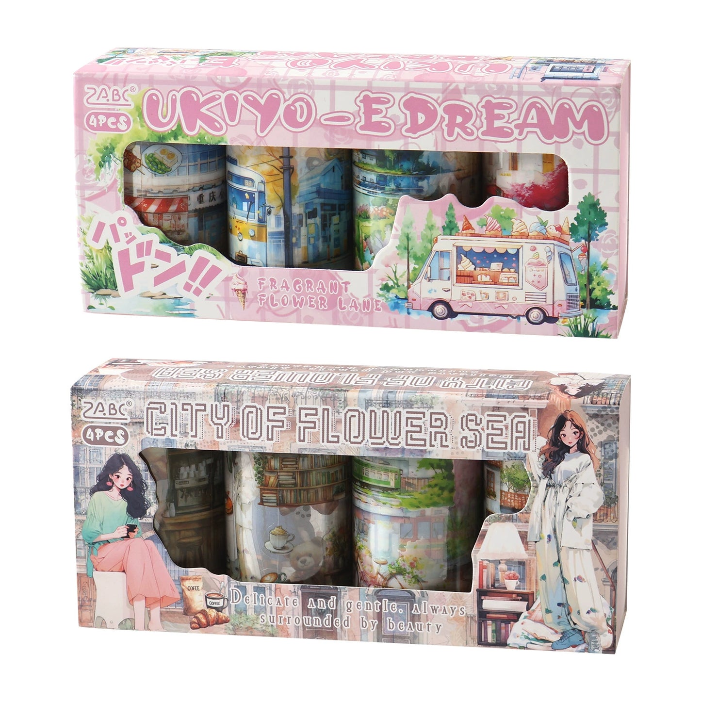 #03182 Flower Town Series Precut Tape Set 4 Rolls
