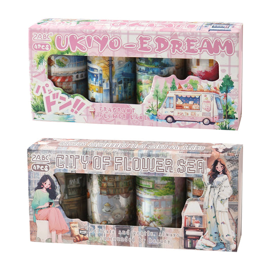 #03182 Flower Town Series Precut Tape Set 4 Rolls