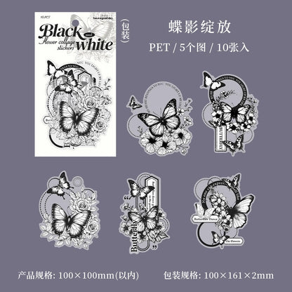 C2#20523 Black and White Flower Series Sticker