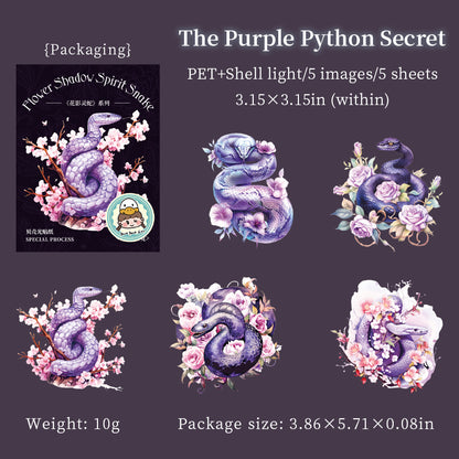 #02677 Snake and Flower Animal Series Sticker