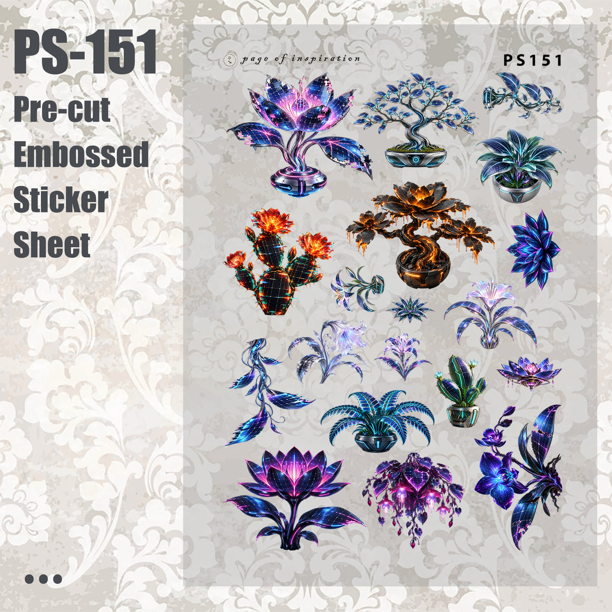 #PS-151 Pre-cut Embossed PET Sticker Sheet