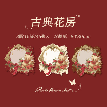 #02459 Bear and Flower Frame Series Sticker