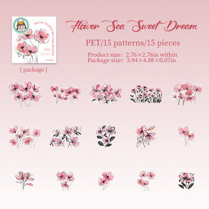 #02513 Draw Flower Series Sticker