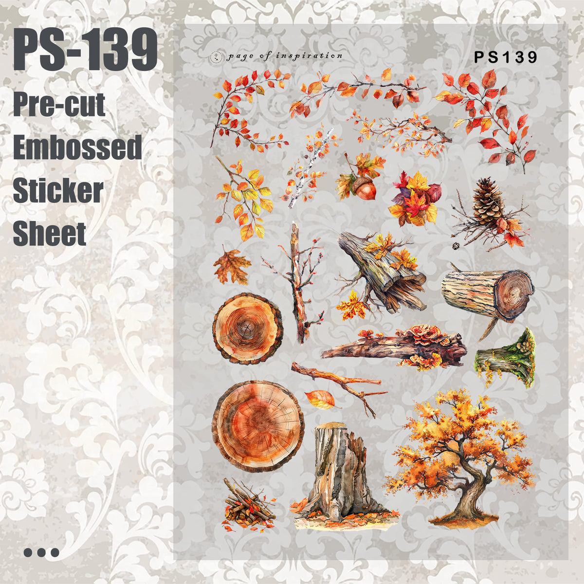 #PS-139 Pre-cut Embossed PET Sticker Sheet