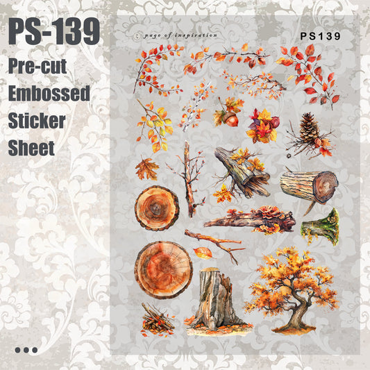 #PS-139 Pre-cut Embossed PET Sticker Sheet