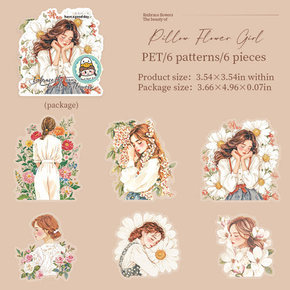 #02501 Girl with Flower Series Sticker
