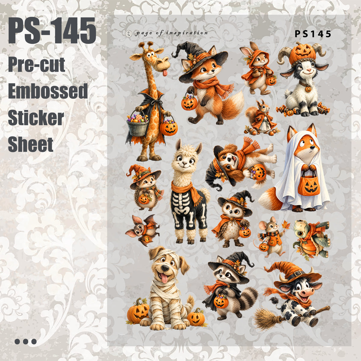 #PS-145 Pre-cut Embossed PET Sticker Sheet