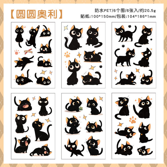 #02213 Cute Black Hakimi Cat Series Sticker