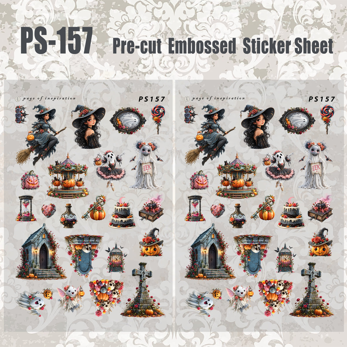 #PS-157 Pre-cut Embossed PET Sticker Sheet